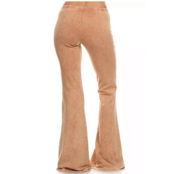 Camel Boho Mineral Wash Flared Stretch Pants - Picture 4 of 6